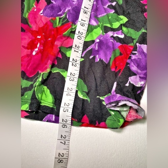 Lauren Ralph Lauren Black with Purple & Red Floral V-Neck Quarter Sleeve Top - Picture 12 of 12